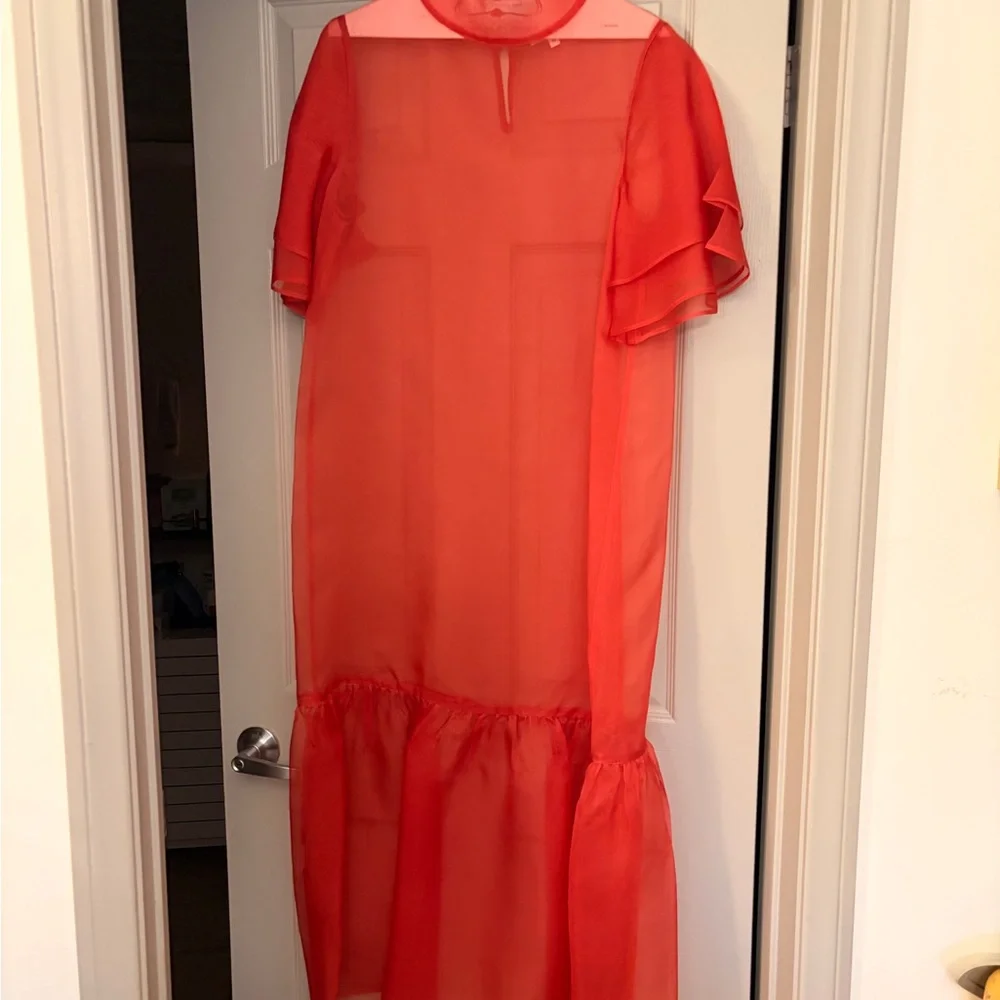 Kamperett Barre Silk Dress – Rust / Terracotta — Medium - Picture 2 of 7